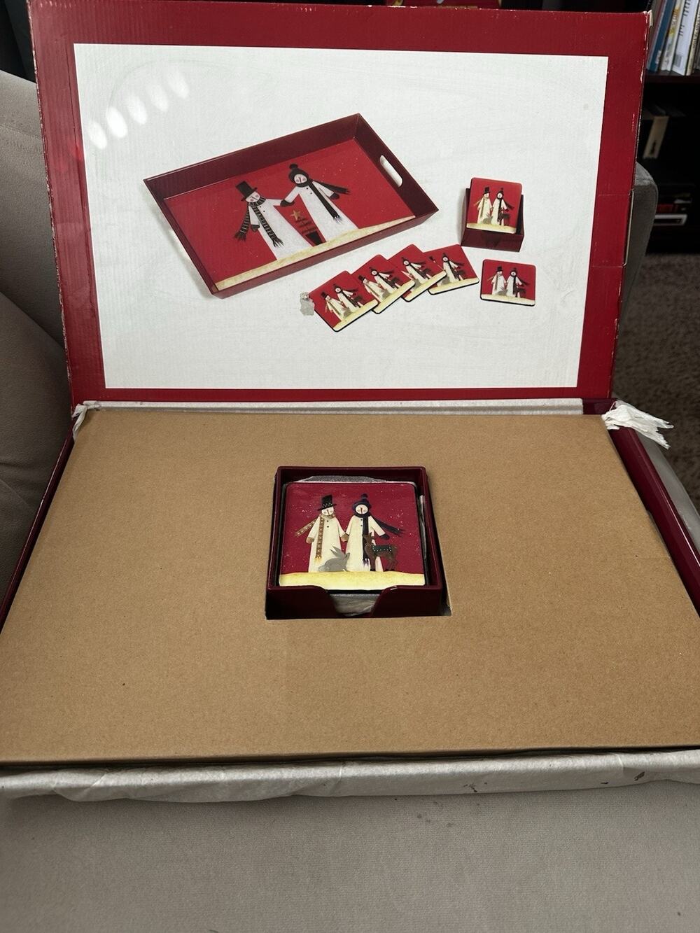 Christmas Serving Tray with Coasters